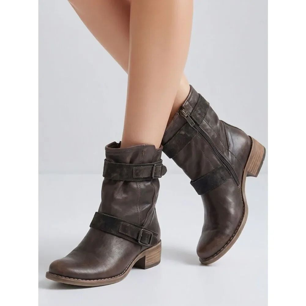 PAUL GREEN | Brown Ally Leather Distressed Boots Women’s Size 6